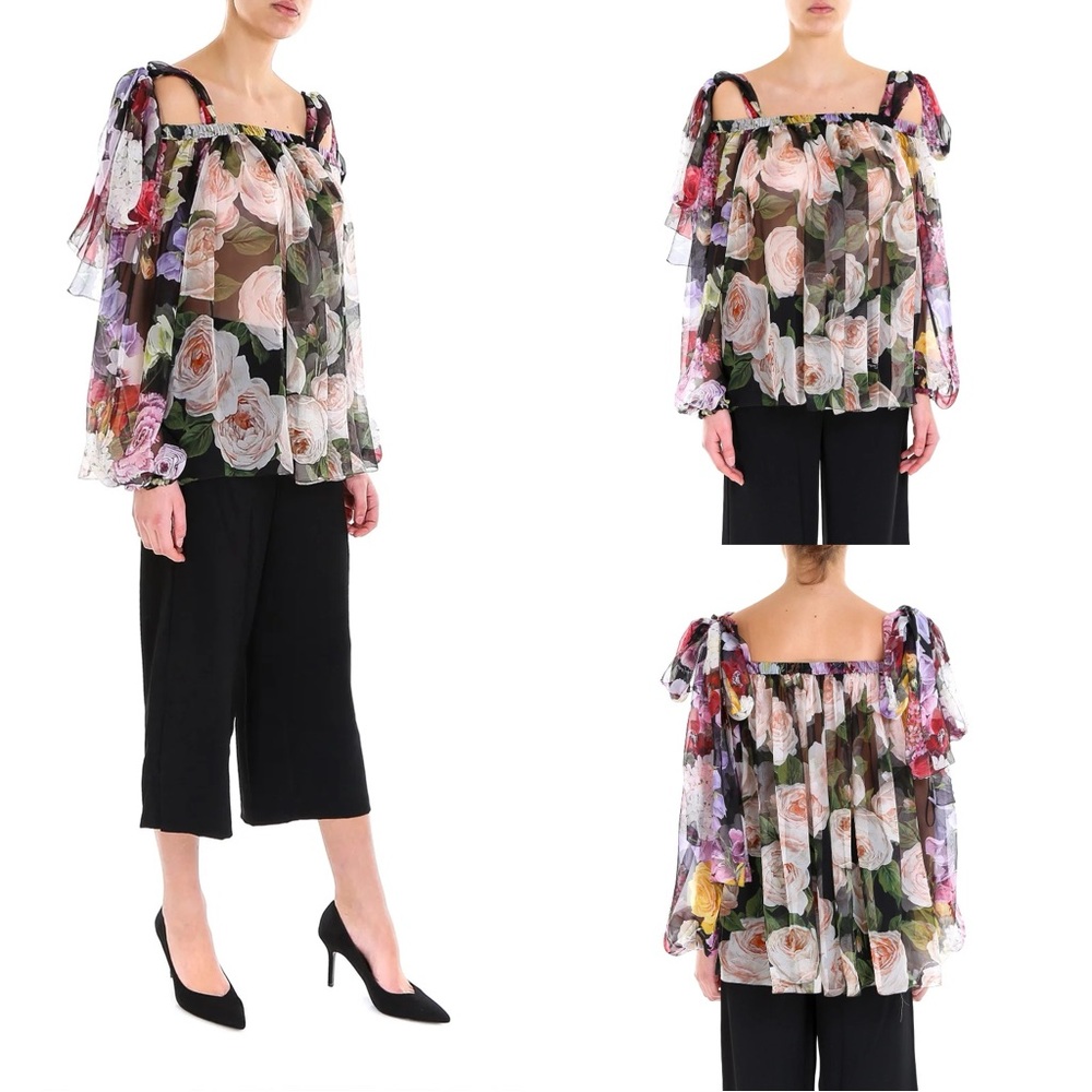 Dolce & Gabbana Floral Silk Blouse Size 50/US 14